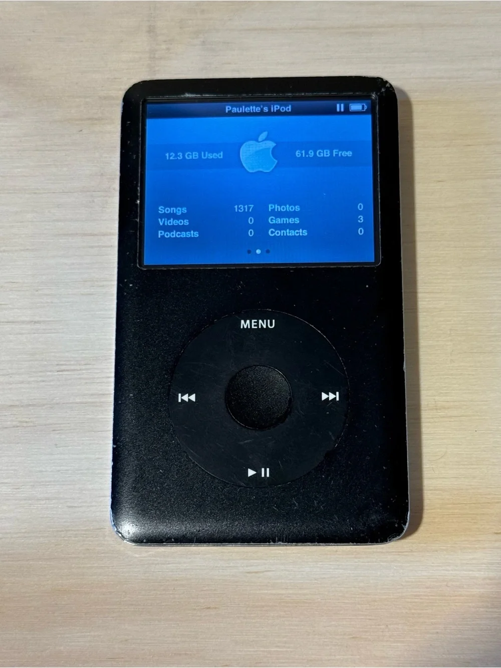 iPod Model:A1136 6thGen 80GB Blk BAD HARD DRIVE/Battery 30m-1Hr For-Parts/Repair